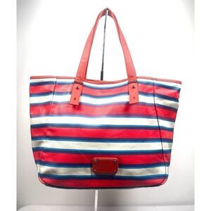 Marc Jacobs Workwear Coated Canvas Striped Tote ~ Red White Blue